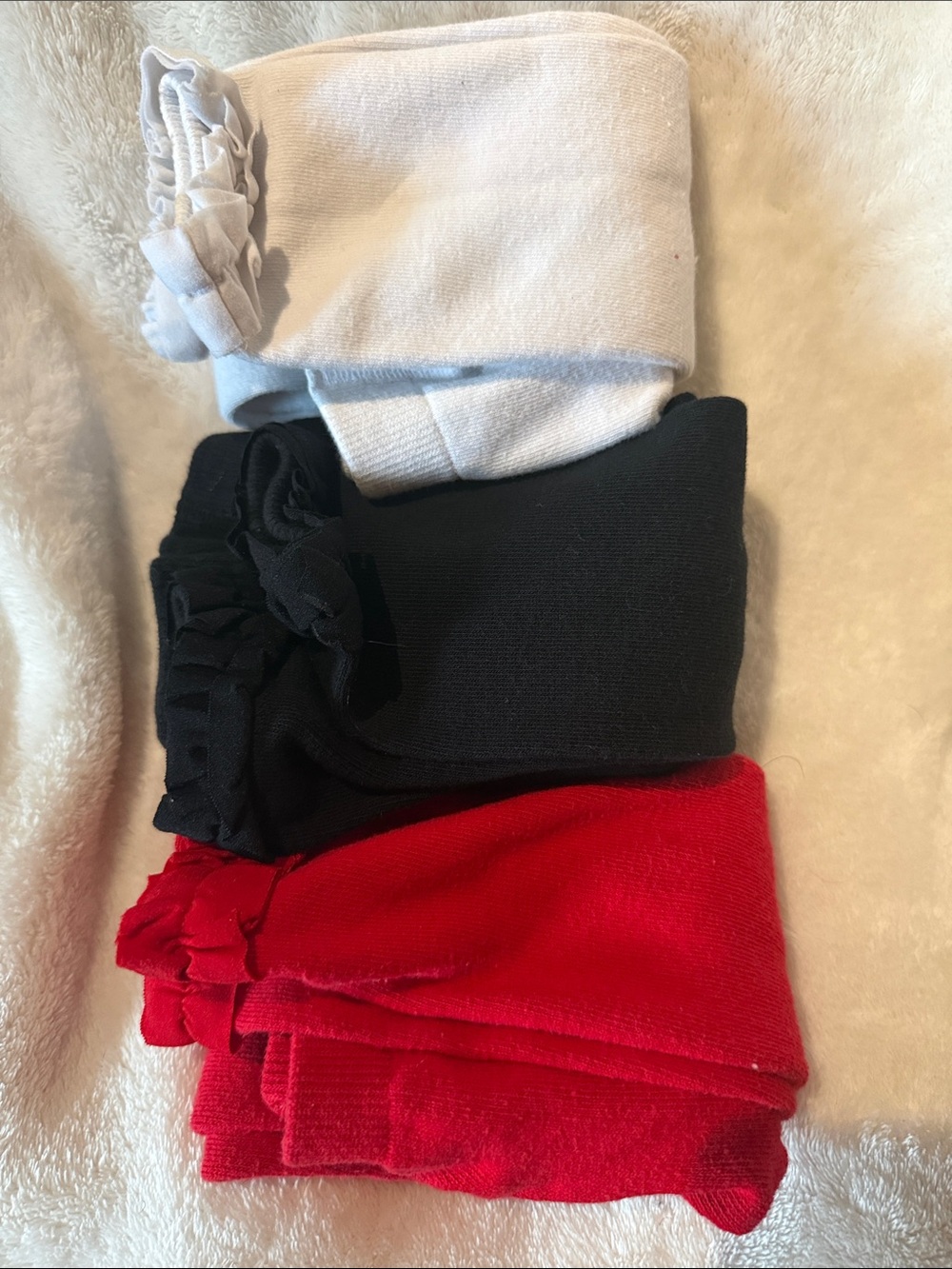 Ruffle Butts Kids Ruffle Trim Tights in Black, White & Red